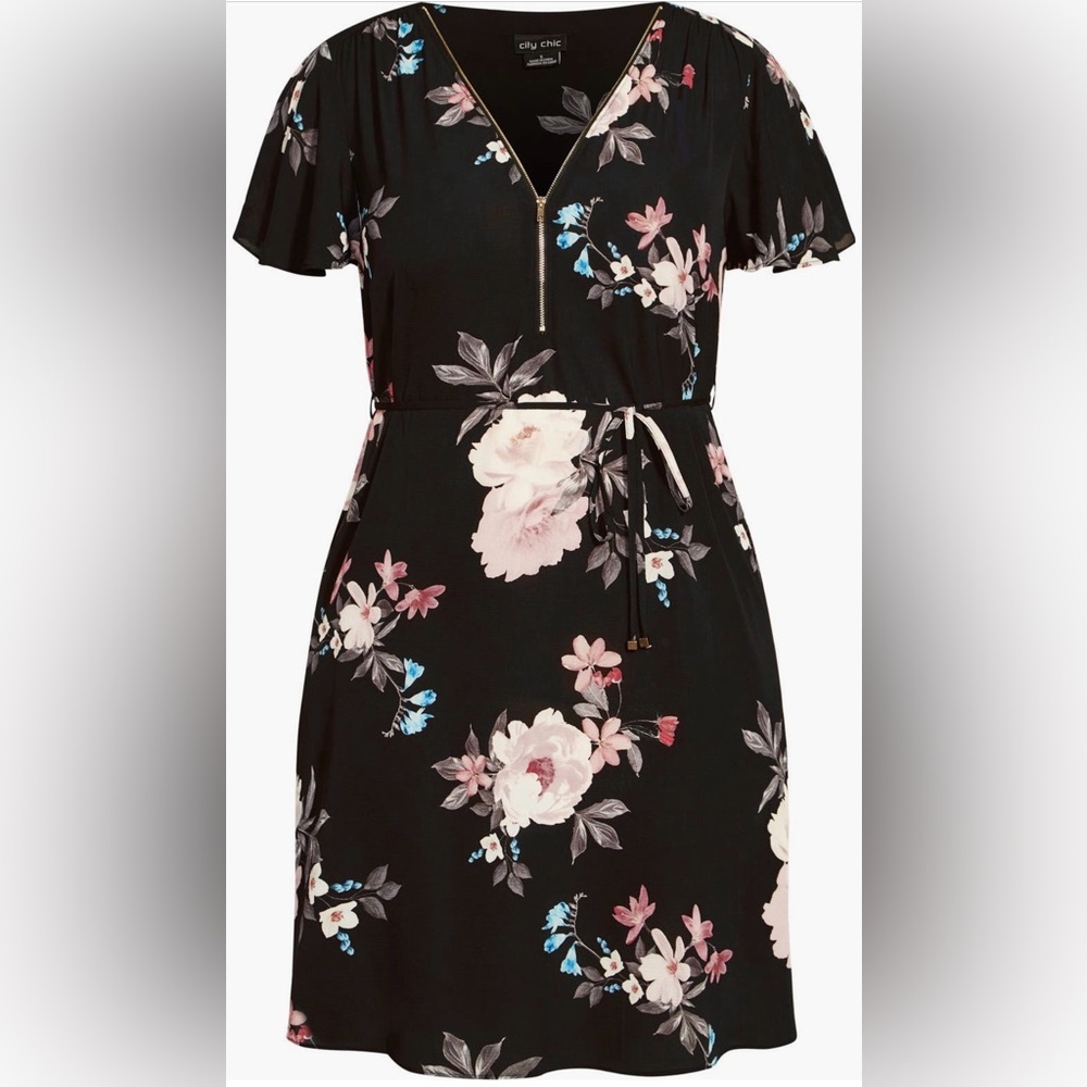 City Chic Precious Floral Print Dress XXL 24 Gently Worn